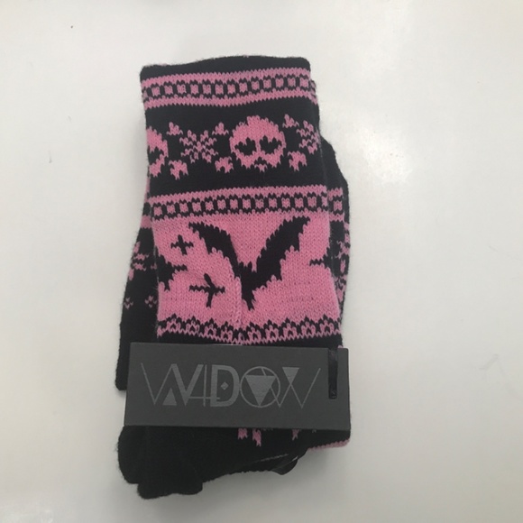 Widow x Dolls Kill Knee High black Intarsia Cat socks NWT - Picture 4 of 4
